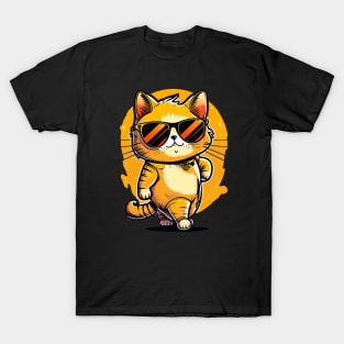 Cute ginger cat wearing sunglasses T-Shirt